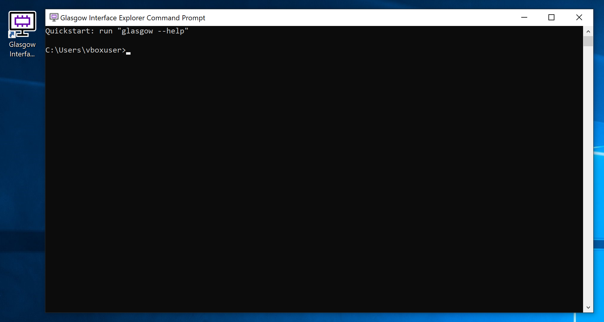 Glasgow Interface Explorer Command Prompt terminal window